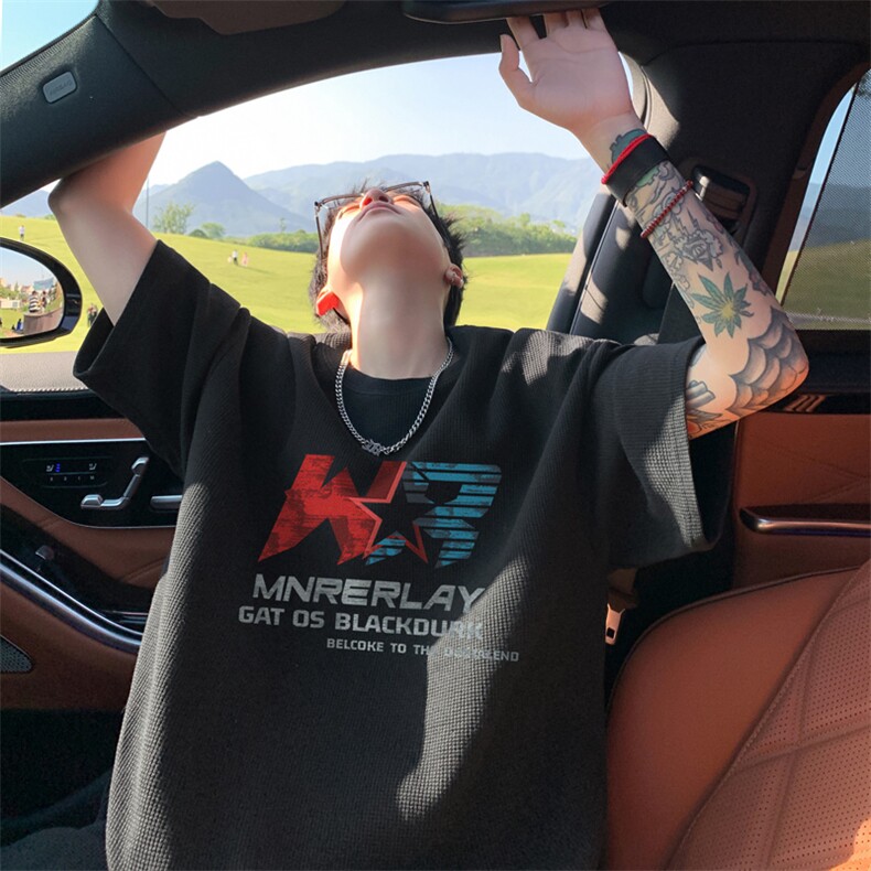量大优！供视频！港风华夫格短袖T恤半袖男HT227-特P18,男装T恤,电商B367