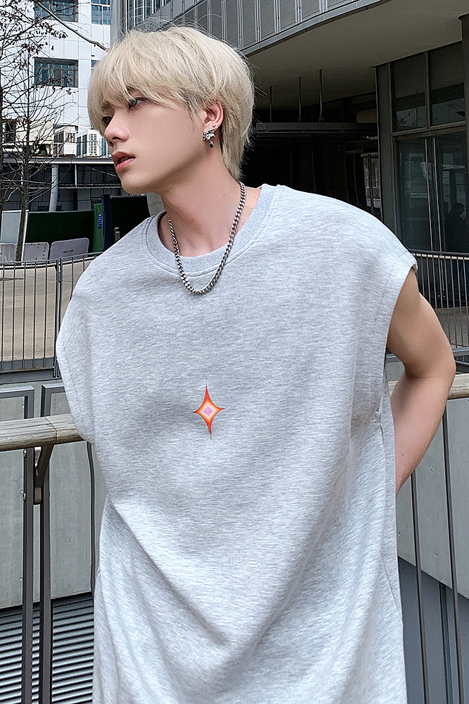 2023夏季新款潮流无袖短袖小星星宽松休闲背心jk23269-p25-控38,男装T恤,星座605(原A050)