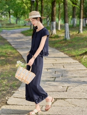 时尚休闲九分裤两件套女夏季，女装套装/套裙，素月