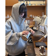 氛围感美式boxy重磅连帽卫衣男设计感廓形外套LW1044-P55加绒65，女装短外套，星座1008