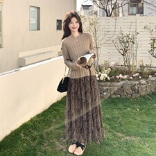 慵懒风碎花两件套套裙2C267-120-P175-K265，女装套装/套裙，茵姿媚