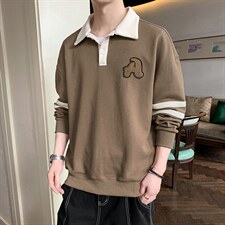 秋季新款卫衣店主风翻领毛巾贴套头落肩长袖上衣VE55134-P37控68，男装卫衣，星座717