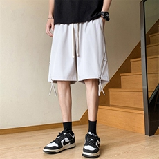 夏季新款冰丝垂感短裤港风休闲裤男免烫宽松凉感K23207-P41控58，男装牛仔裤，星座717