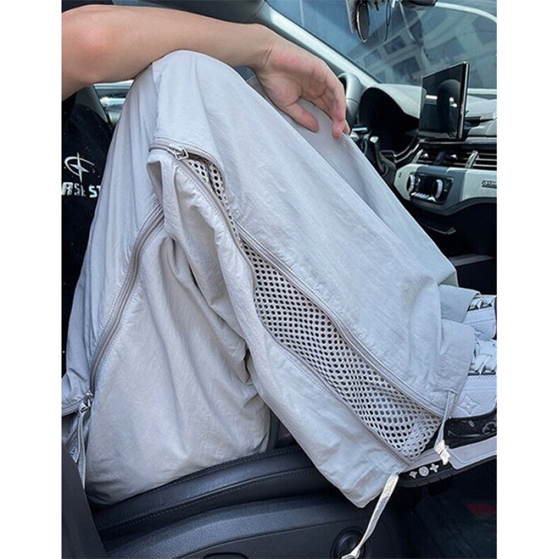复古痞帅夏季薄款侧边拉链网格休闲裤男直筒运动学生裤子KA236,男装休闲裤,星座1116A（原606A-3）