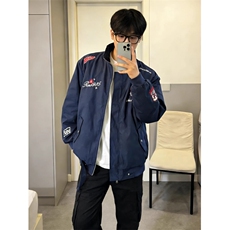 徽章刺绣防风立领潮牌短款夹克机车服，男装夹克，四季星座505