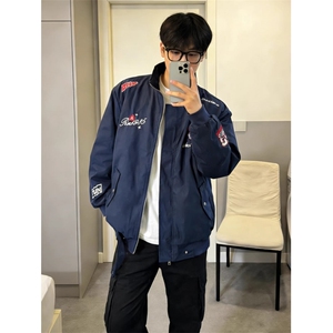 徽章刺绣防风立领潮牌短款夹克机车服图片