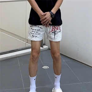 美式潮牌复古运动篮球短裤男夏季高街刺绣宽松休闲不过膝四五分裤图片