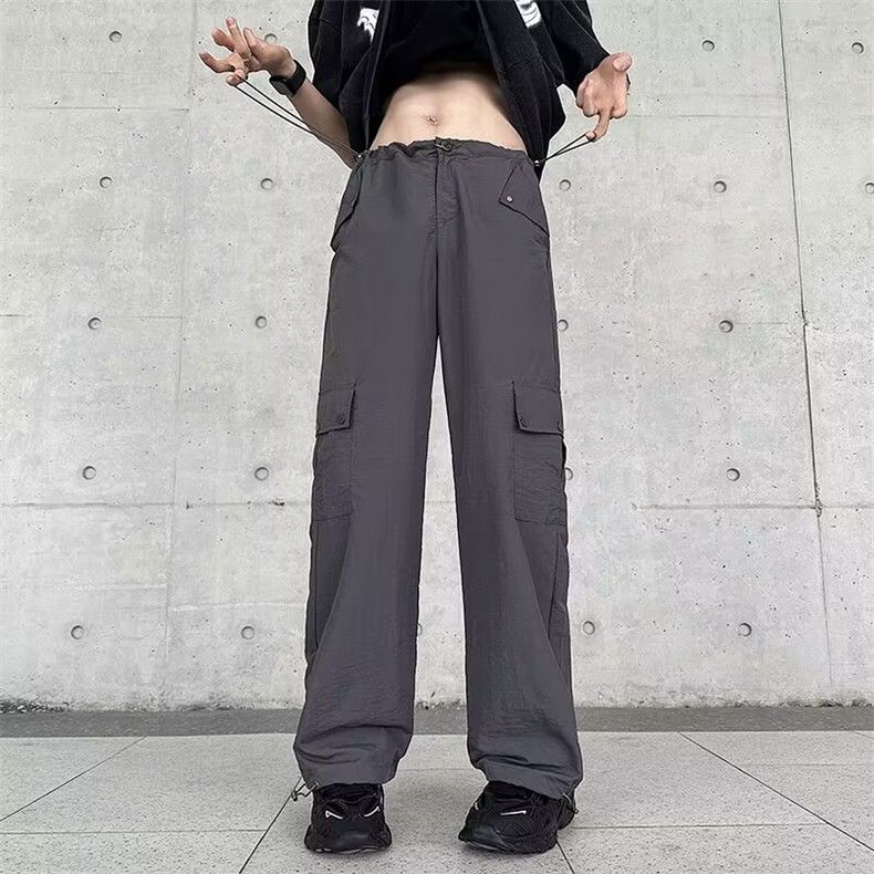 复古美式绿色工装裤女夏高腰显瘦宽松夏季休闲裤A936P40,男装休闲裤,星座1116-2
