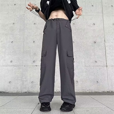 复古美式绿色工装裤女夏高腰显瘦宽松夏季休闲裤A936P40，男装休闲裤，星座1116-2