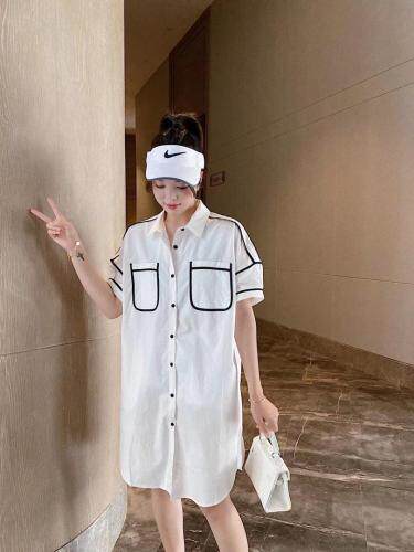 爱美欧夏季新款衬衫连衣裙，女装衬衫，爱美欧