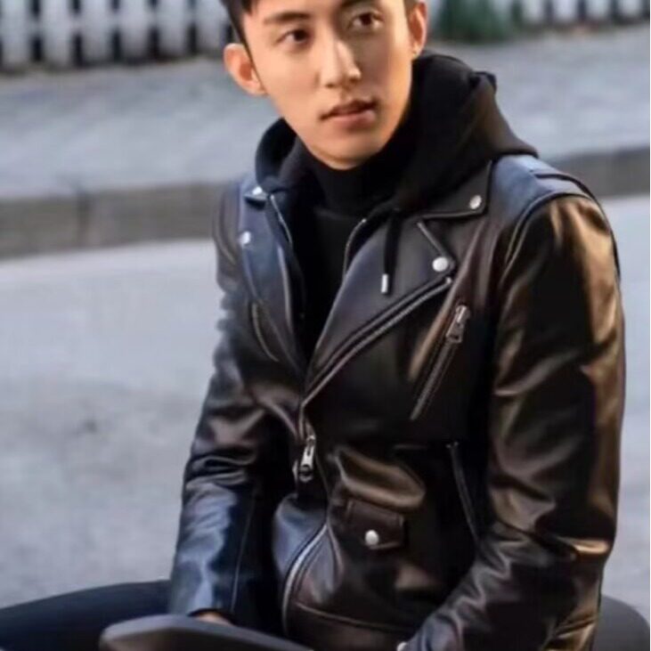 修身皮衣男韩版帅气2025新款青年潮流翻领外套加绒加厚机车皮夹克图片