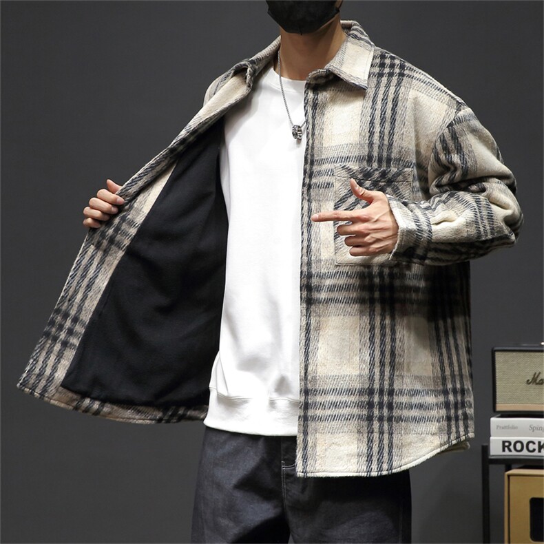 男士大码休闲格子毛呢衬衫加厚男士外dsa012jk100p100，男装衬衫，星座415A（原A012）