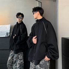 重磅420克金属拉链装饰卫衣秋季新款开衫外套男JK705-68，女装短外套，电商C307
