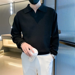 2024秋季男士针织POLO衫拉链翻领毛衣宽松潮流青年线衣外套 M811图片