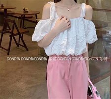 现货丝带蝴蝶结漏肩小衫，其它，东町