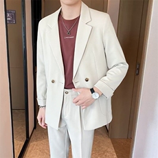 坠感休闲西服套装男宽松帅气痞帅潮轻熟春秋小西装外套TS03，男装西服，星座1116A-2（原606A-1）