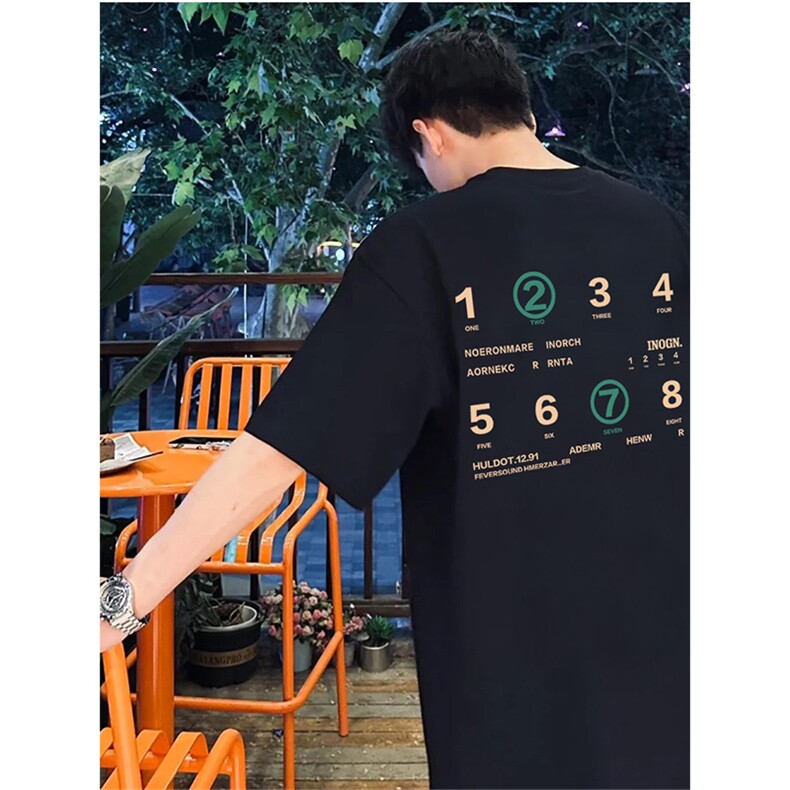 抖音得物供货210克现货宽松纯棉美式潮牌印花落肩袖纯棉T恤AT2116,男装T恤,电商A443