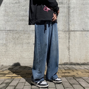 秋季水洗直筒宽松阔腿牛仔裤男高街ins潮牌休闲裤子 K5414-P42图片