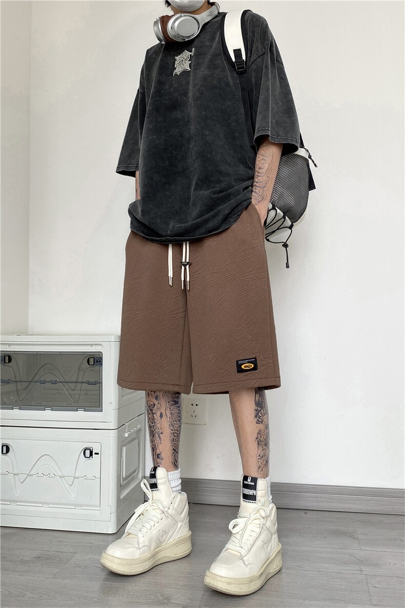 男生夏季新款ins潮流小标短裤系带宽松五分裤B315-K23287-p35控48,男装休闲裤,电商B315