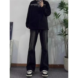 W10691-P21 特批 网图现货 黑色水洗牛仔裤美式高街vibe修身长裤图片