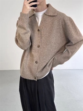 2025年秋季新款百搭翻领开衫男女同款，男装针织衫/毛衣，浩新羊绒