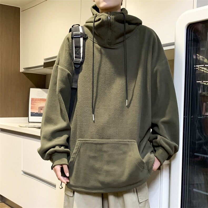 F80-P57 日系复古套头连帽卫衣男2024新款秋冬美式潮牌宽松外套图片