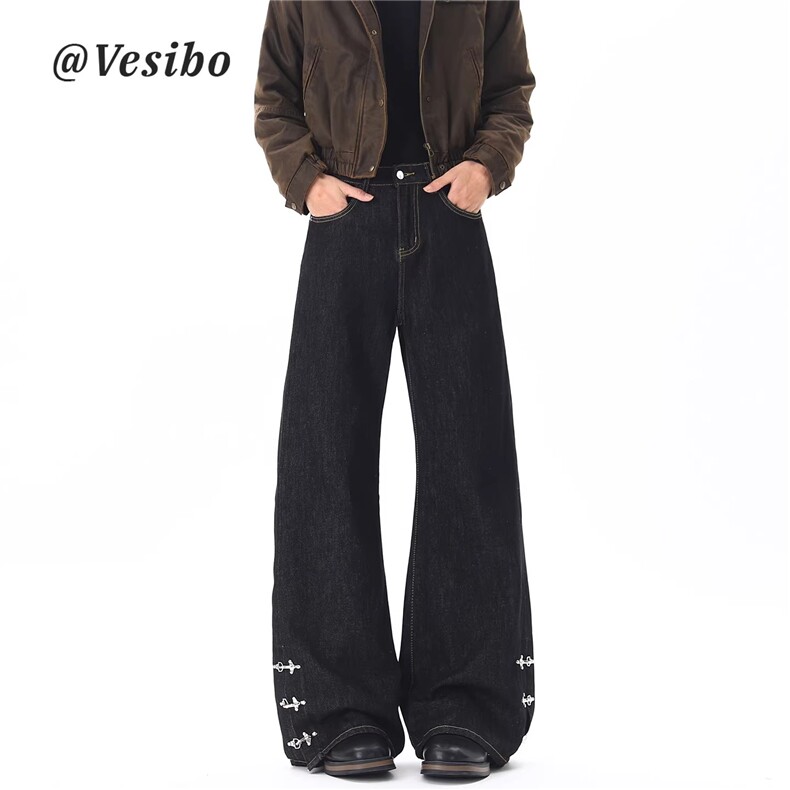 1506/QN0240/P63美式飞机扣原潮牌直筒裤子高街微喇拖地长裤,男装休闲裤,星座1506