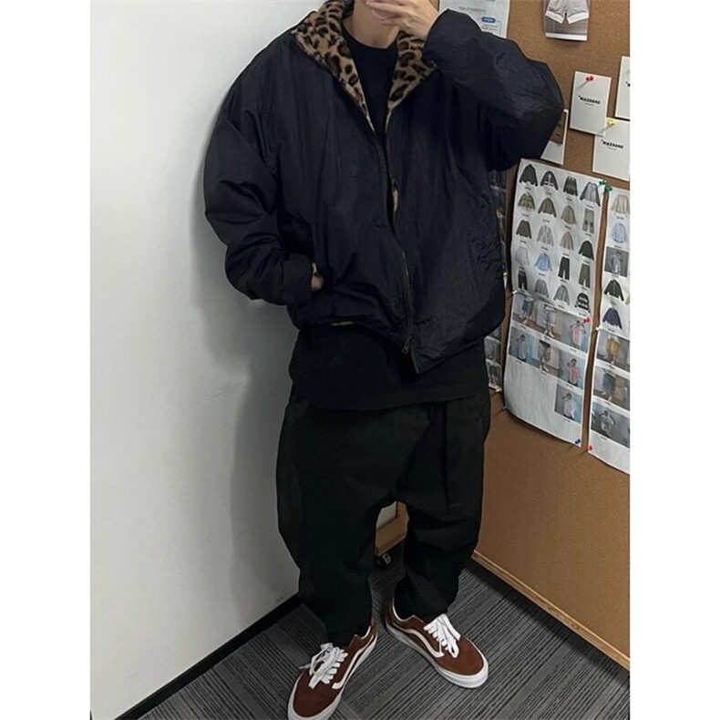 【有货】仿兔毛绒豹纹棉服两面穿潮牌厚外套棉袄MY6612特P80,男装棉衣,星座908-1