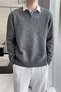 轻熟风复古宽松V领针织毛衣内搭打底针织衫M58/P68控88图片