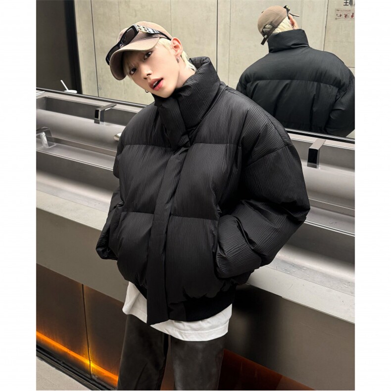 美式复古黑色立领面包服棉衣冬季加厚外套潮牌短款棉服MY98-P118,男装棉衣,电商C307