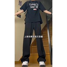 得物品质可二开宽松直筒拖地裤垂感西装裤A422P55控78，男装西服套装，电商A309