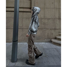 博主图不拿货棕色工装牛仔裤男微喇叭裤子-KZA34-P63，男装牛仔裤，星座1007（原301D）