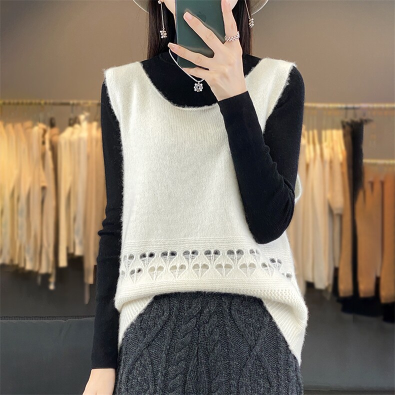 无袖背心裙内搭马甲针织打底衫女秋冬2024新款，女装马甲，羿纯羊绒