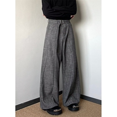 慵懒气质百搭简约剑道绑带竹节灰呢料西裤日系流行文艺XB024，男装西裤，星座1116A（原606A-3）