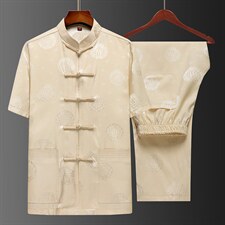 2023夏季新款唐装印花中老年男装套装宽松休闲舒适风短袖唐装，男装民族服装，电商B212（原钱塘6029）