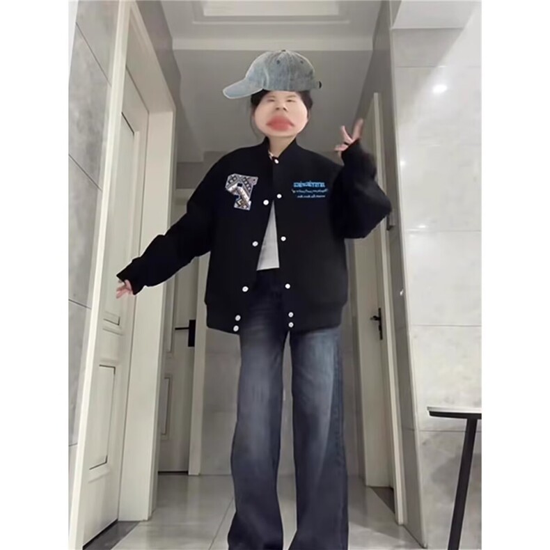 J9851-P63美式新款宽松休闲百搭立领情侣棒球服外套，女装短外套，星座617A-2