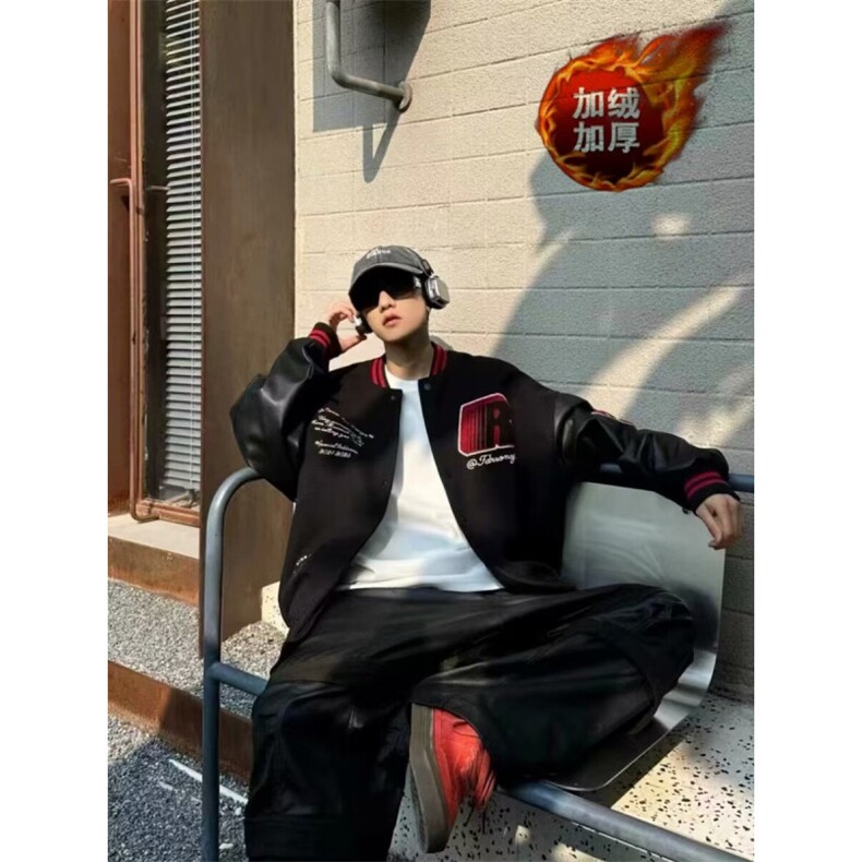 【网图现货】重磅毛呢刺绣加棉棒球服外套JK200/P85,男装夹克,星座205-3