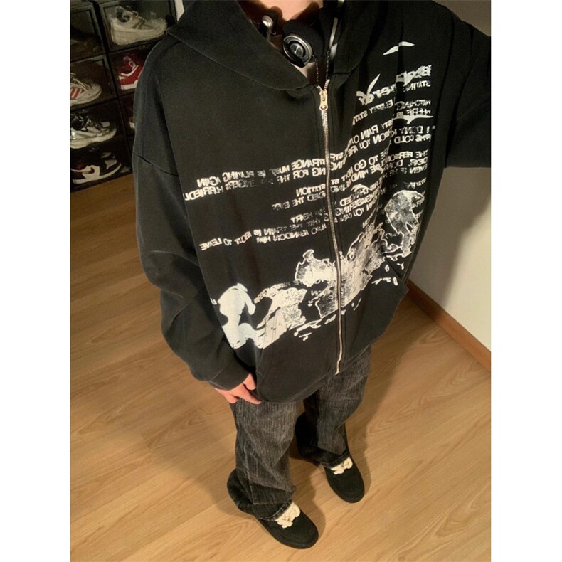 【有货】165CC-特P58水洗做旧开衫卫衣男连帽外套,男装卫衣,星座1007（原301D）