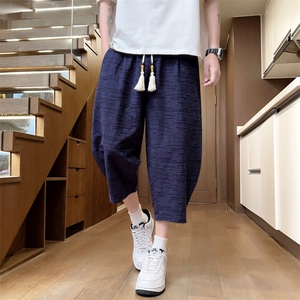 夏季男士休闲裤宽松运动裤潮小脚七分裤男纯棉纯色A266-KZ882-P56图片
