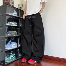夏季新款美式字母褶皱弯刀宽松伞兵休闲裤B315-K25520-特p35控68，男装休闲裤，电商B315