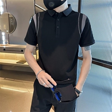 2024主推设计感夏季拼接半袖T恤翻领Polo衫潮流短袖体恤T0242-P50，男装T恤，电商D342