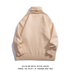 白底秋冬潮流字母印花时尚保暖可翻高领毛衣M972P55加绒65控78-88，男装针织衫/毛衣，电商A247-1