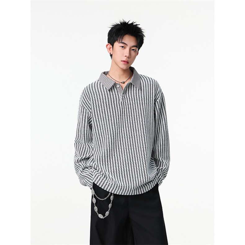 加绒加厚卫衣千鸟格长袖t恤polo打底衫504-T503-特P28（加绒P33）,男装T恤,星座504