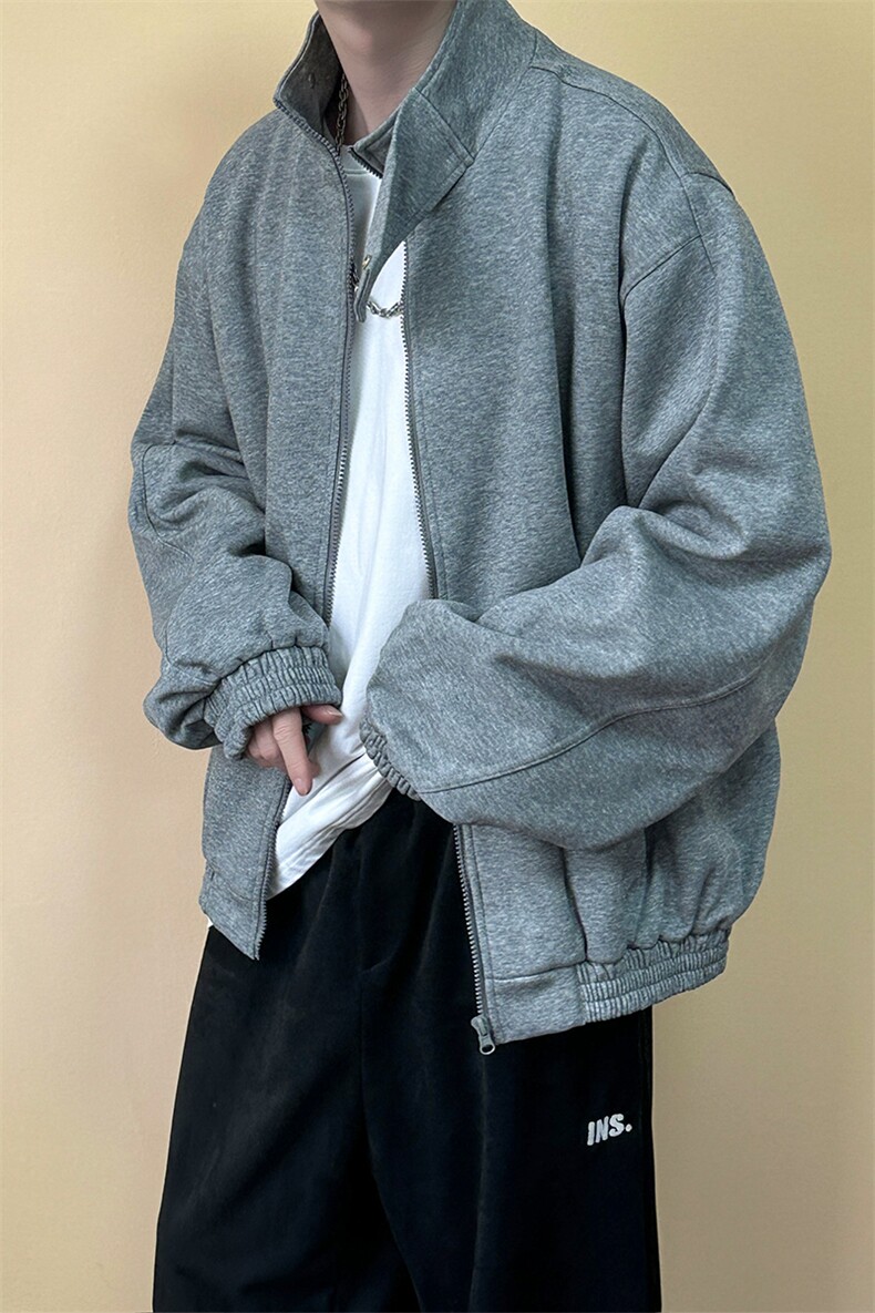 现货-春秋立领开衫卫衣男时尚外套潮牌宽松上衣-AJ23054-P88,女装短外套,电商A351