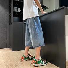 复古夏季工装牛仔裤男潮流ins百搭宽松直筒学生七分裤D3010-p40，男装牛仔裤，星座1008-1