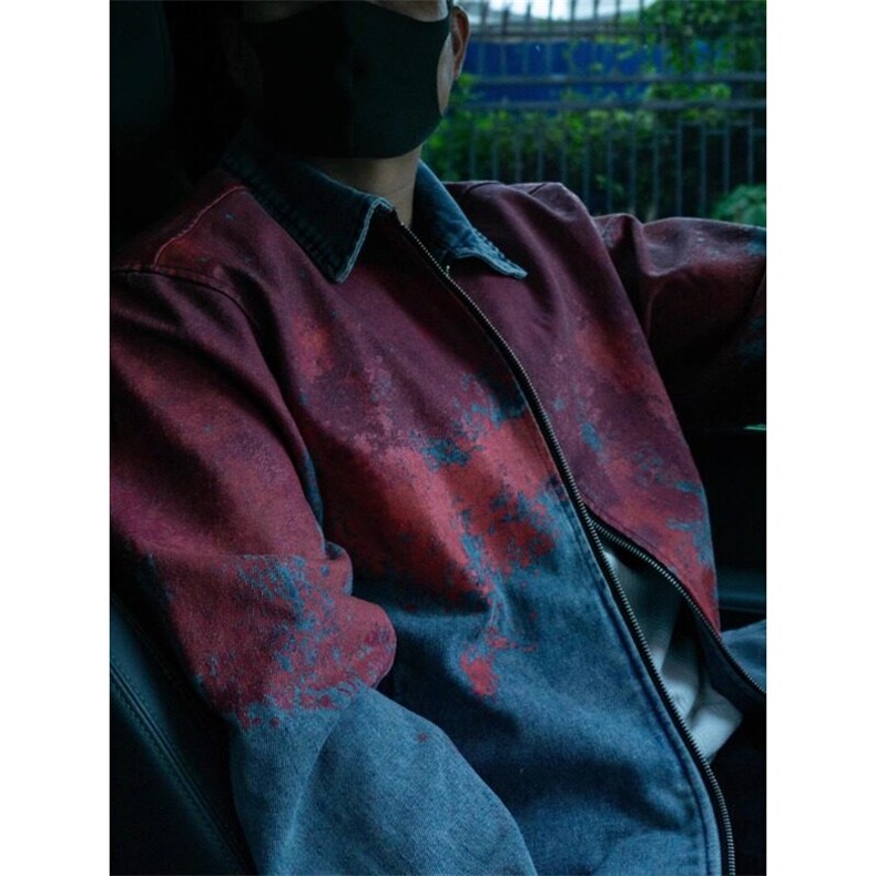 美式潮牌扎染牛仔渐变外套水洗做旧休闲百搭夹克上衣JK2168特P90,男装夹克,星座908-1