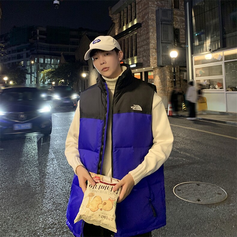 有版权现货刺绣立领宽松外套马甲时尚男款韩版羽绒服MJ02P65控98图片