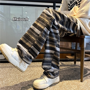XZ616 秋冬新款重磅加厚毛呢肌理感条纹休闲长裤 TY1127 P55控78图片