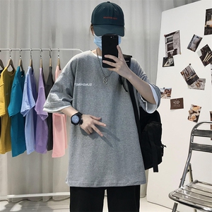 XZ115A-T06 200克纯棉男女字母印花大码S-5XL 10色T恤衫圆领半袖图片