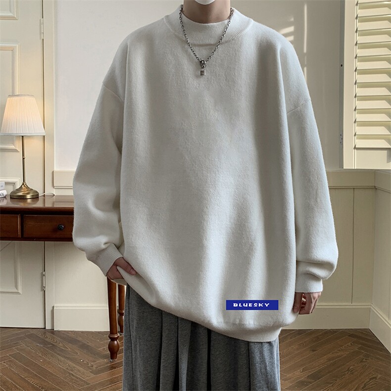 控68半高领毛衣男士大码针织衫男毛线衣男M18202-P45加绒款-P65，男装针织衫/毛衣，电商A040